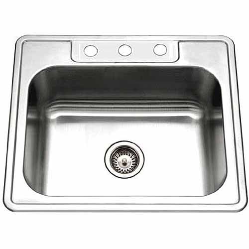 HOUZER BSS-2309 Belleo Series Topmount Single Bowl Kitchen Sink Stainless Steel 
